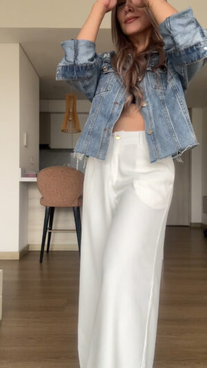 Ref. 085-3: Pantalón clásico recto sin prenses - blanco - Image 7