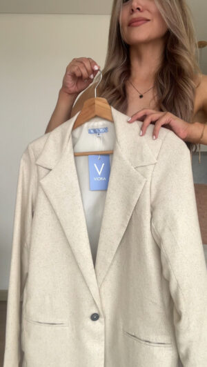 Ref. 072-1: Blazer clásico en lino - beige - Image 5