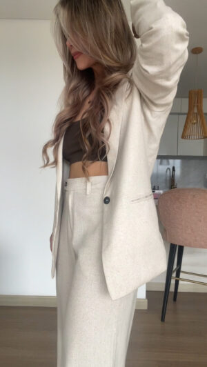 Ref. 072-1: Blazer clásico en lino - beige - Image 7