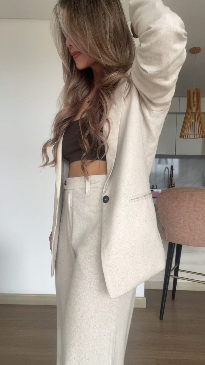 Ref. 072-1: Blazer clásico en lino - beige - Image 7