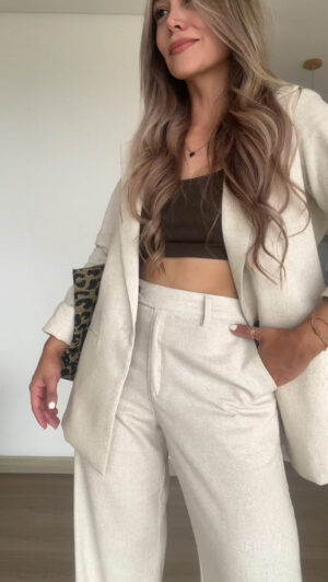 Ref. 072-1: Blazer clásico en lino - beige - Image 8