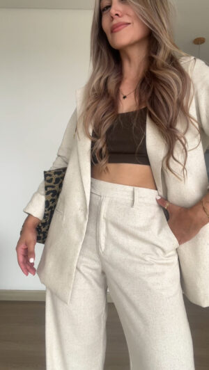 Ref. 072-1: Blazer clásico en lino - beige - Image 9