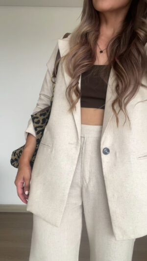 Ref. 072-1: Blazer clásico en lino - beige - Image 14