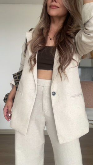 Ref. 072-1: Blazer clásico en lino - beige