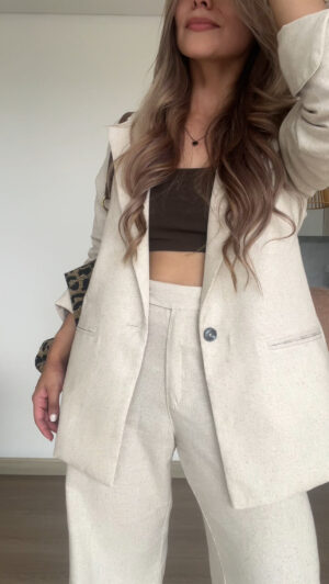 Ref. 072-1: Blazer clásico en lino - beige - Image 12