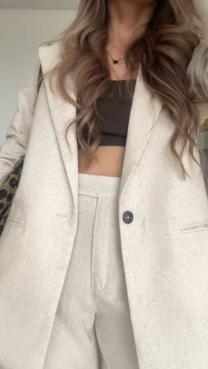 Ref. 072-1: Blazer clásico en lino - beige - Image 13