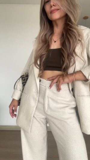 Ref. 072-1: Blazer clásico en lino - beige - Image 19