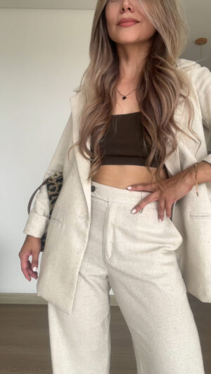 Ref. 072-1: Blazer clásico en lino - beige - Image 21