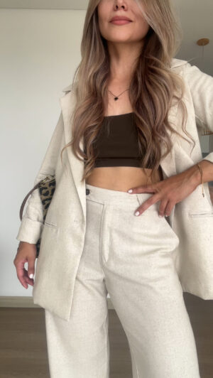 Ref. 072-1: Blazer clásico en lino - beige - Image 22