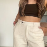 Ref. 072-2: Pantalón recto clásico en lino - beige