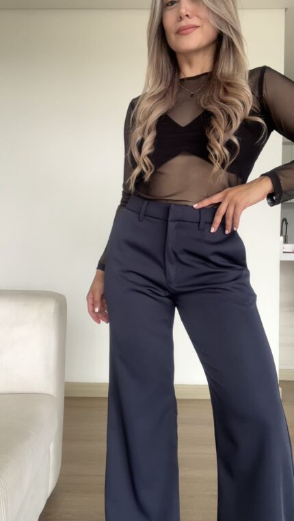 Ref. 081-1: Pantalón clásico semicampana - azul oscuro