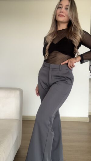 Ref. 081-1: Pantalón clásico semicampana - gris claro - Image 5