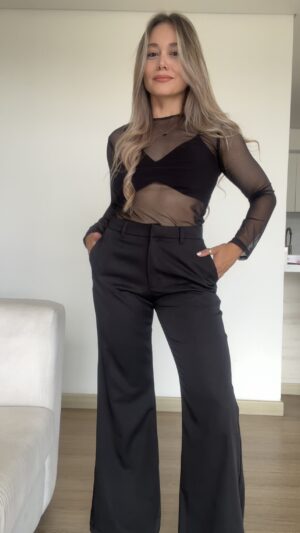 Ref. 081-1: Pantalón clásico semicampana - negro