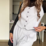Ref. 087: Chaleco semiceñido y pantalón con prenses-Gris perla
