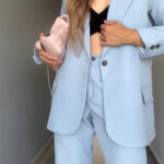 Ref. 088: Set Veraniego: Blazer Redondeado y pantalón semicampana-Azul Índigo