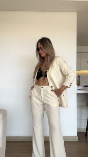 Ref. 088: Set Veraniego: Blazer Redondeado y pantalón semicampana-Vainilla - Image 11