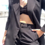 Ref. 088 Set Veraniego: Blazer redondeado y pantalón semicampana-Negro