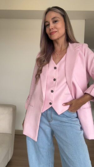 Ref.091:Blazer y Chaleco Clásico En Lino-Rosado - Image 8