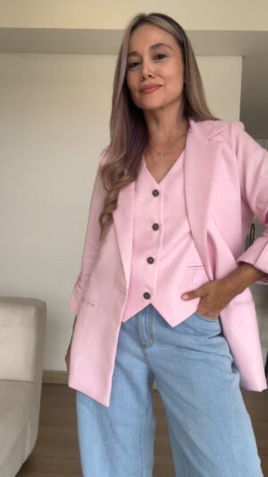 Ref.091:Blazer y Chaleco Clásico En Lino-Rosado - Image 6