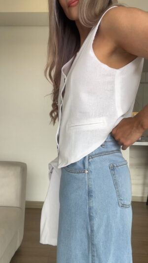 Ref.091:Blazer y Chaleco Clásico En Lino-Blanco - Image 7