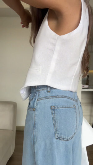 Ref.091:Blazer y Chaleco Clásico En Lino-Blanco - Image 8