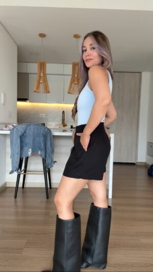 Ref.092:Falda Short Y Body -Negro-Azul Bebé - Image 8