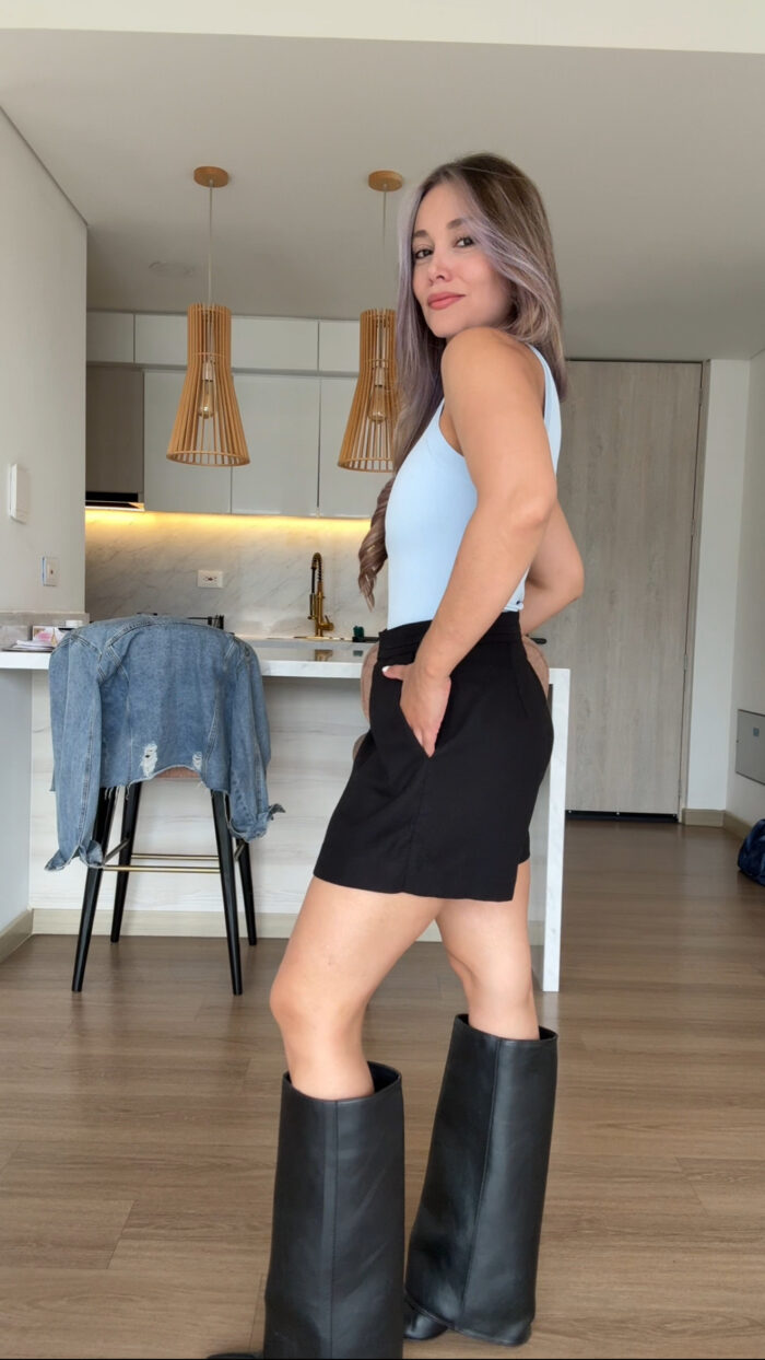 Ref.092:Falda Short Y Body -Negro-Azul Bebé - Image 8