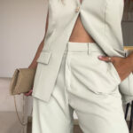 Ref. 089: Blusa Chaleco y Pantalón clásico- Verde Manzana