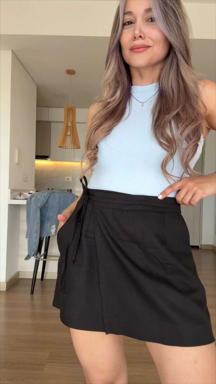 Ref.092:Falda Short Y Body -Negro-Azul Bebé - Image 1