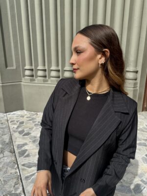 Ref.095:Blazer semioversize-Negro Con Rayas - Image 13