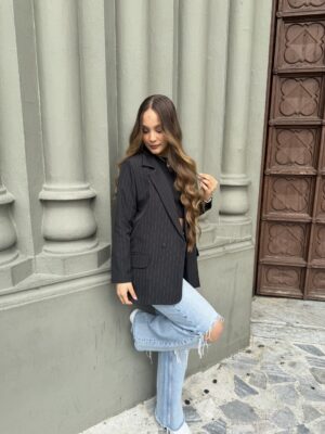 Ref.095:Blazer semioversize-Negro Con Rayas - Image 10