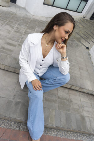 Ref.093-2:Blazer clásico-Blanco con Rayas - Image 10