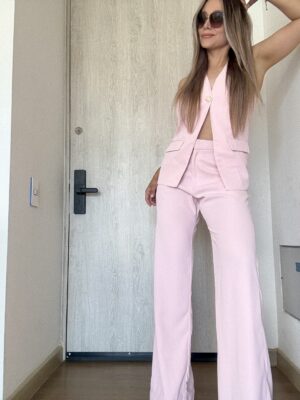 Ref. 089: Blusa Chaleco y Pantalón clásico- Rosado Bebé - Image 2
