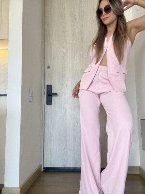 Ref. 089: Blusa Chaleco y Pantalón clásico- Rosado Bebé - Image 6