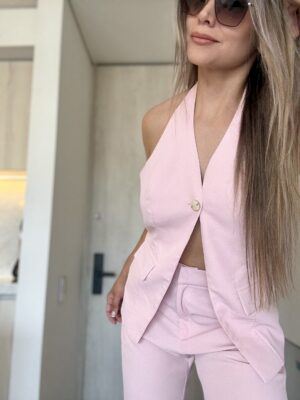 Ref. 089: Blusa Chaleco y Pantalón clásico- Rosado Bebé - Image 5