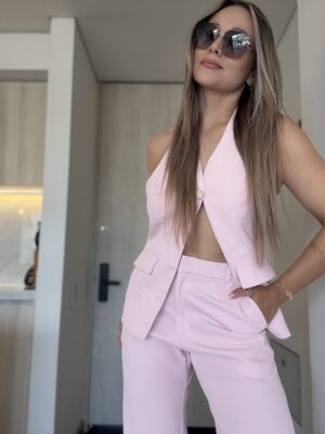 Ref. 089: Blusa Chaleco y Pantalón clásico- Rosado Bebé - Image 8