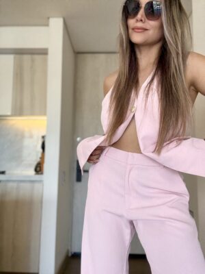 Ref. 089: Blusa Chaleco y Pantalón clásico- Rosado Bebé - Image 9