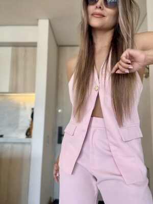 Ref. 089: Blusa Chaleco y Pantalón clásico- Rosado Bebé - Image 11