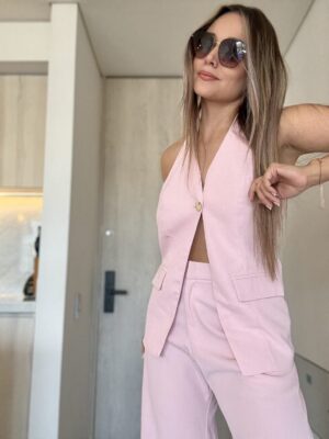 Ref. 089: Blusa Chaleco y Pantalón clásico- Rosado Bebé - Image 12