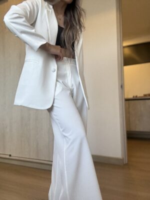 Ref.099: Blazer Elegante y pantalón clásico recto- Blanco - Image 9