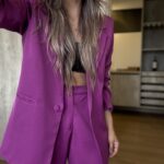 Ref.099: Blazer Elegante y pantalón clásico recto- Magenta