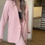 Ref.099: Blazer Elegante y pantalón clásico recto- Palo de Rosa
