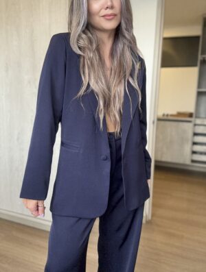 Ref.099 Blazer Elegante y pantalón clásico recto- Azul Oscuro - Image 9