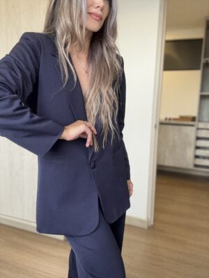 Ref.099 Blazer Elegante y pantalón clásico recto- Azul Oscuro - Image 6