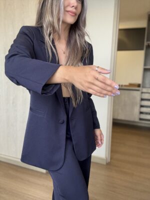 Ref.099 Blazer Elegante y pantalón clásico recto- Azul Oscuro - Image 5