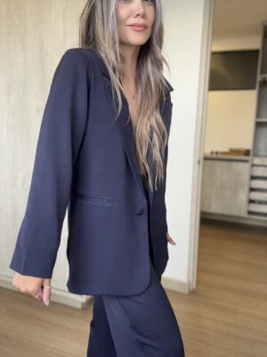 Ref.099 Blazer Elegante y pantalón clásico recto- Azul Oscuro - Image 4