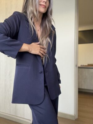 Ref.099 Blazer Elegante y pantalón clásico recto- Azul Oscuro - Image 8