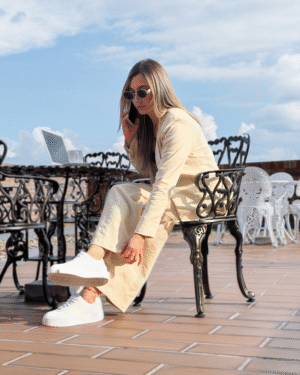 Ref.107: Blazer y Pantalón Ancho con Prenses- Vainilla - Image 2