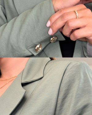 Ref.107: Blazer y Pantalón Ancho con Prenses- Verde Oliva - Image 2