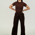 Ref.113: Básica Estilo Body Manga corta Y Pantalón 1 prense - Moka